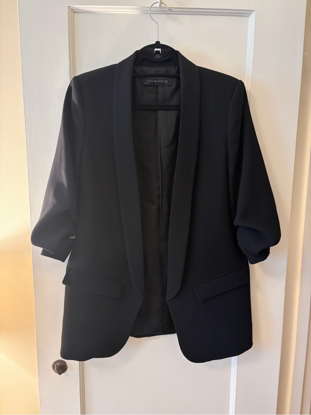 Zara Black Open-Front Shawl Collar Blazer